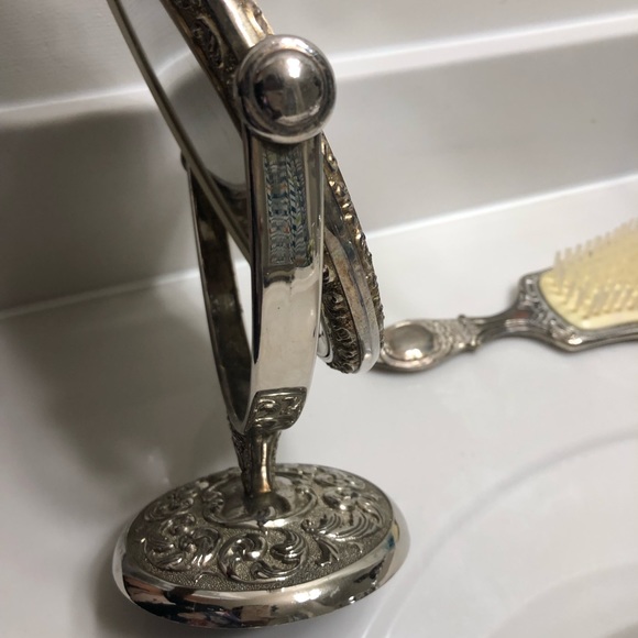 Vintage Vanity Set - Swivel Double sides mirror (normal/magnifying) and brush